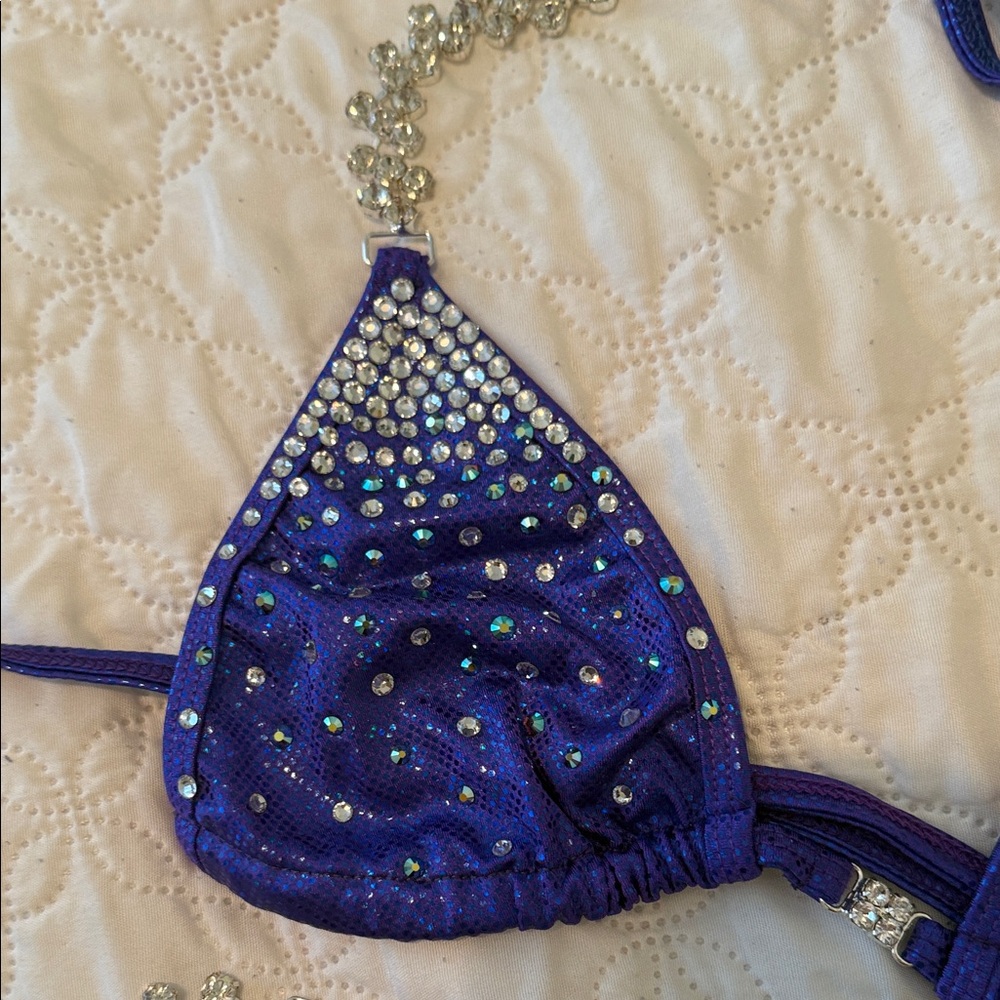Blue Rhinestone Competition Bikini Set - Picture 5 of 7